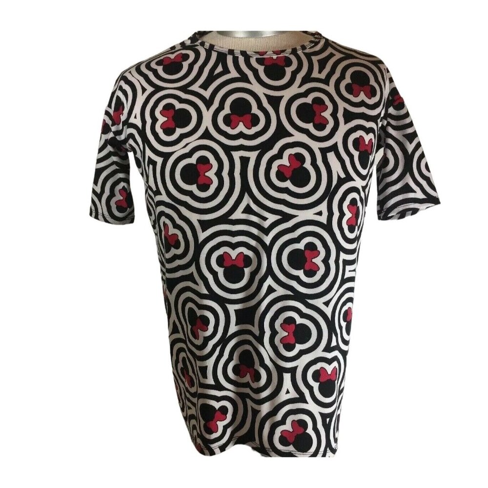 Lularoe Irma Disney Minnie Mouse Top Black White Pink Geometric XXS Tunic